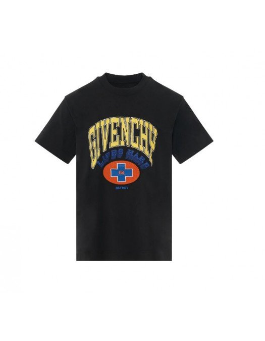 Tricou Givenchy, Global Peace, Logo Brand, Negru - BM716R3Y97001
