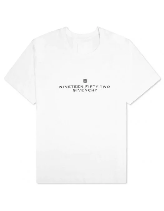 Tricou Givenchy, Front Logo Nineteen Fifty Two, Alb - BM716R3YA8100 Tricou Givenchy, Front Logo Nineteen Fifty Two, Alb - BM716R3YA8100