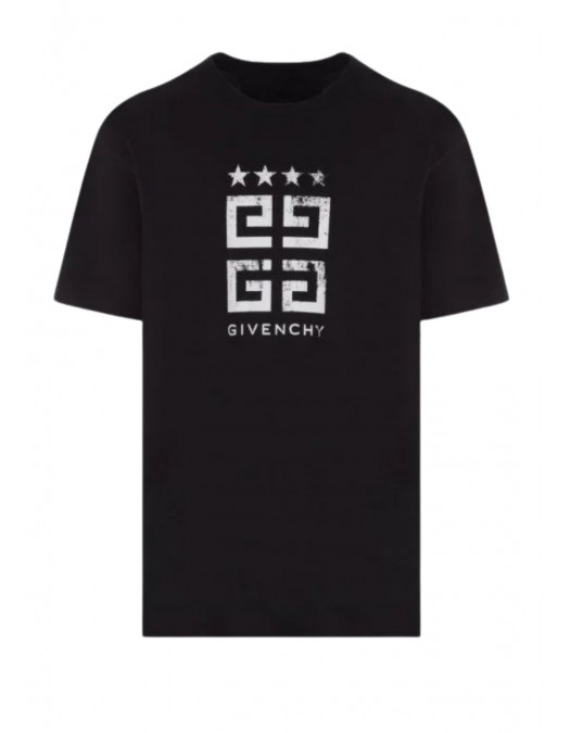 Tricou Givenchy, Logo Brand Stars, Black - BM716R3YEL001 Tricou Givenchy, Logo Brand Stars, Black - BM716R3YEL001