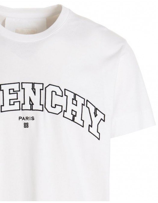 Tricou Givenchy, Print Brand Paris, Alb - BM71CW3Y6B116