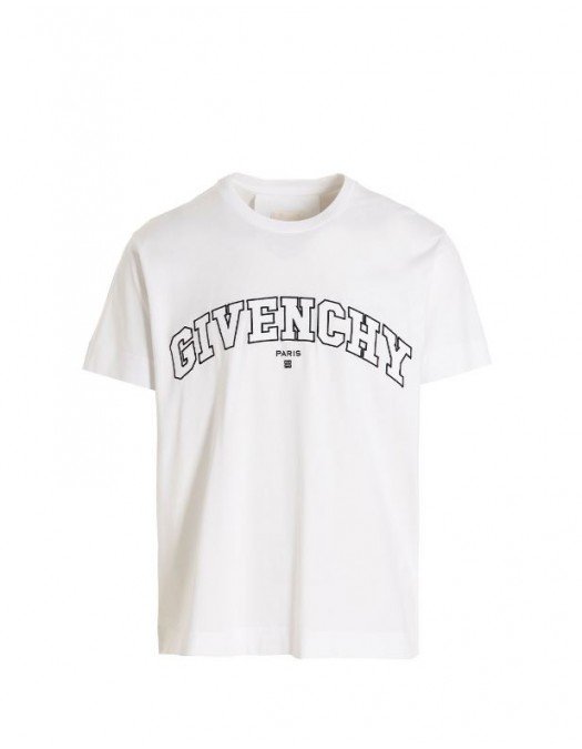 Tricou Givenchy, Print Brand Paris, Alb - BM71CW3Y6B116