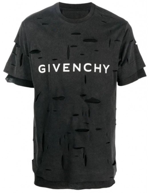 Tricou Givenchy, Distroyed Tshirt, Negru - BM71GL3Y9W011