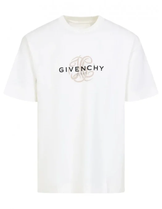 Tricou Givenchy, Logo Print, Classic, White - BM71MG3YQJ130 Tricou Givenchy, Logo Print, Classic, White - BM71MG3YQJ130