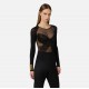 Top ELISABETTA FRANCHI,  jersey and tulle with crystals, Negru - BO01061E3110
