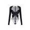 Top ELISABETTA FRANCHI,  jersey and tulle with crystals, Negru