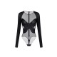 Top ELISABETTA FRANCHI,  jersey and tulle with crystals, Negru - BO01061E3110