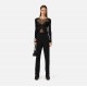 Top ELISABETTA FRANCHI,  jersey and tulle with crystals, Negru - BO01061E3110