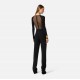 Top ELISABETTA FRANCHI,  jersey and tulle with crystals, Negru - BO01061E3110