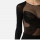 Top ELISABETTA FRANCHI,  jersey and tulle with crystals, Negru - BO01061E3110