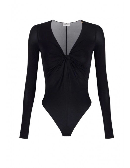Body ELISABETTA FRANCHI , Crêpe jersey bodysuit with draping - BO01261E2110