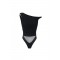 Top ELISABETTA FRANCHI, Bodysuit in jersey fabric with jewel shoulder detail, Negru