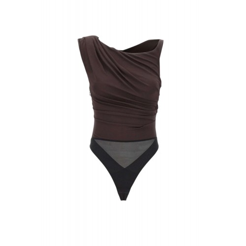 Top ELISABETTA FRANCHI,  jersey fabric with jewel shoulder detail, Maro