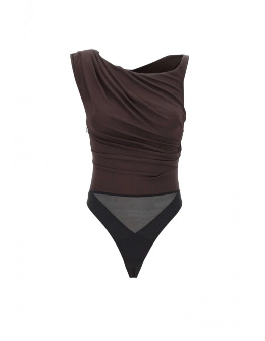 Top ELISABETTA FRANCHI,  jersey fabric with jewel shoulder detail, Maro - BO01361E2EV9