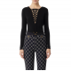 BLUZA ELISABETTA FRANCHI, Bodysuit, Laces Details, Black - BO01951E2110