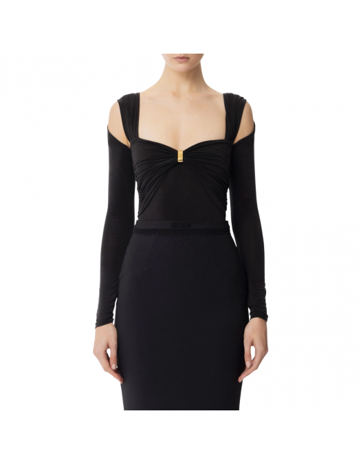 TOP ELISABETTA FRANCHI, Jewel Detail, Black - BO02852E2110 TOP ELISABETTA FRANCHI, Jewel Detail, Black - BO02852E2110