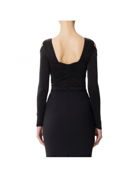 TOP ELISABETTA FRANCHI, Jewel Detail, Black - BO02852E2110 TOP ELISABETTA FRANCHI, Jewel Detail, Black - BO02852E2110