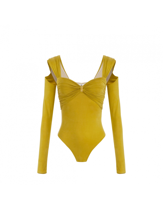 TOP ELISABETTA FRANCHI, Jewel Detail, Curry Yellow - BO02852E2DC6 TOP ELISABETTA FRANCHI, Jewel Detail, Curry Yellow - BO02852E2DC6