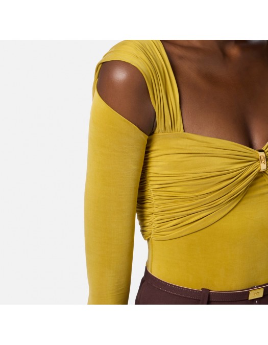 TOP ELISABETTA FRANCHI, Jewel Detail, Curry Yellow - BO02852E2DC6 TOP ELISABETTA FRANCHI, Jewel Detail, Curry Yellow - BO02852E2DC6