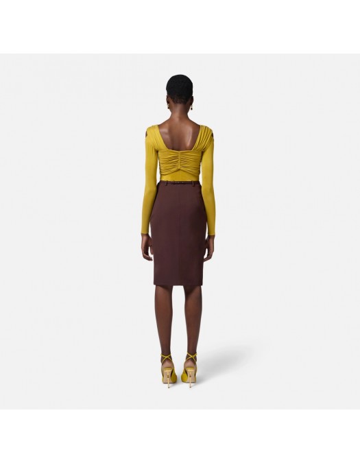 TOP ELISABETTA FRANCHI, Jewel Detail, Curry Yellow - BO02852E2DC6 TOP ELISABETTA FRANCHI, Jewel Detail, Curry Yellow - BO02852E2DC6