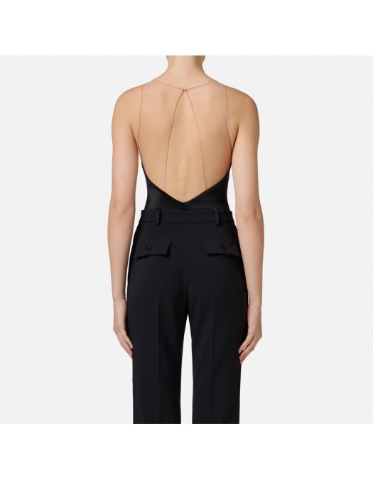 TOP ELISABETTA FRANCHI, Tulle Straps, Black - BO03051E2110 TOP ELISABETTA FRANCHI, Tulle Straps, Black - BO03051E2110