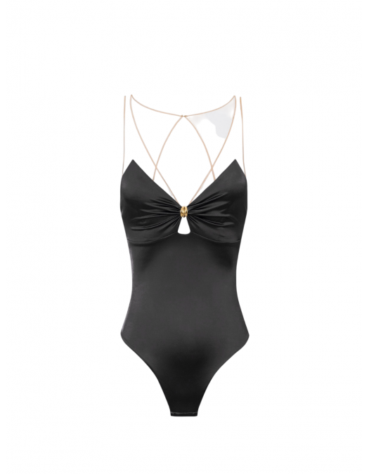 TOP ELISABETTA FRANCHI, Tulle Straps, Black - BO03051E2110 TOP ELISABETTA FRANCHI, Tulle Straps, Black - BO03051E2110