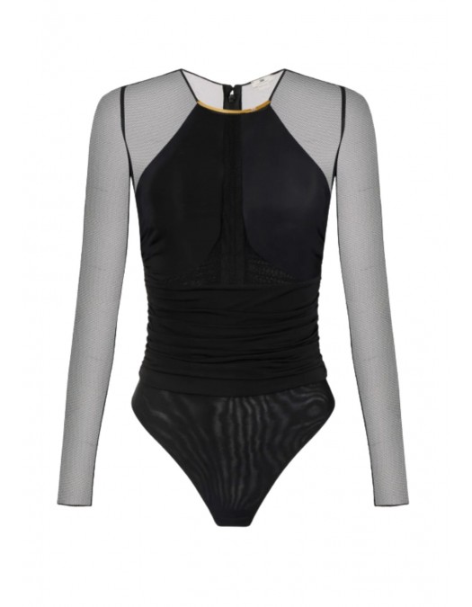 Body ELISABETTA FRANCHI,Bodysuit in Micro-mesh Tulle and Jersey BLACK - BO03062E2110