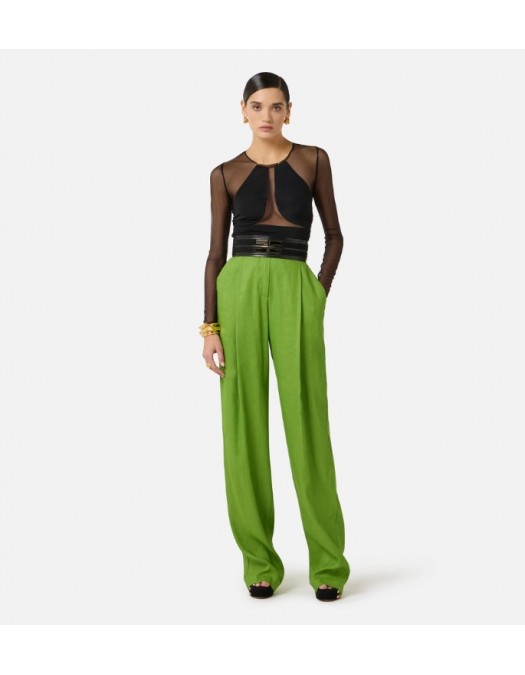 Body ELISABETTA FRANCHI,Bodysuit in Micro-mesh Tulle and Jersey BLACK - BO03062E2110