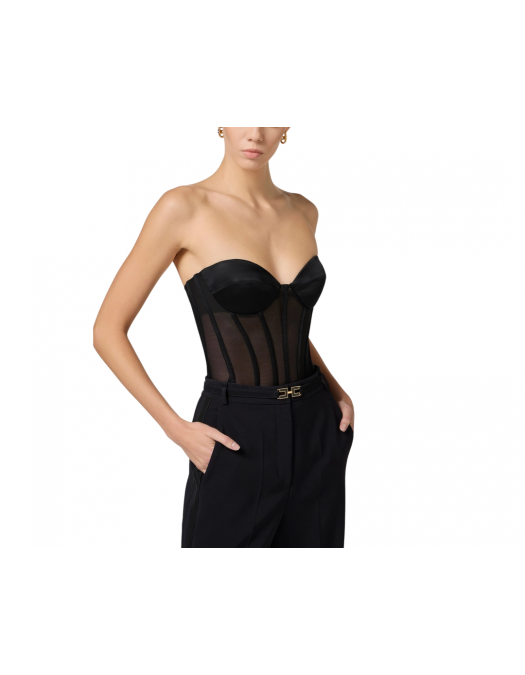 TOP ELISABETTA FRANCHI, Tulle Design, Simple, Black - BO03653E3110 TOP ELISABETTA FRANCHI, Tulle Design, Simple, Black - BO03653E3110