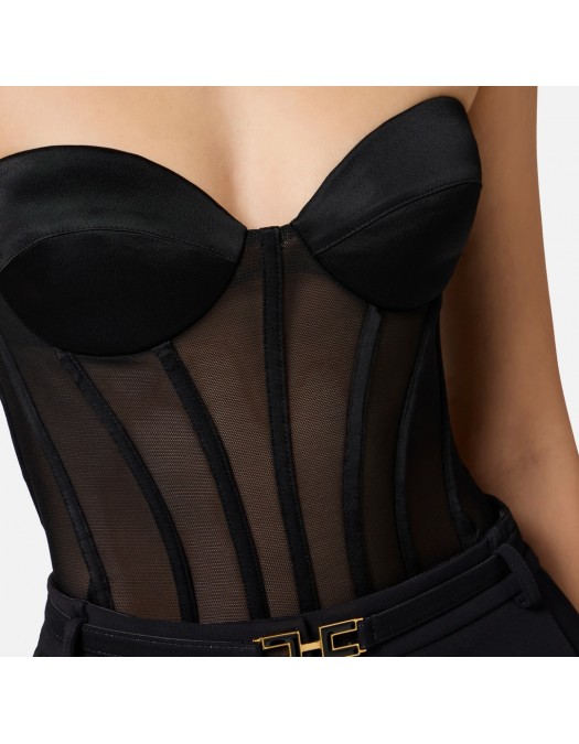 TOP ELISABETTA FRANCHI, Tulle Design, Simple, Black - BO03653E3110 TOP ELISABETTA FRANCHI, Tulle Design, Simple, Black - BO03653E3110