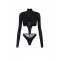 Top ELISABETTA FRANCHI,  jersey fabric with jewel logo detail, Negru