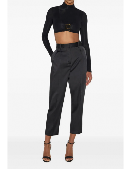 Top ELISABETTA FRANCHI,  jersey fabric with jewel logo detail, Negru - BO05567E2110