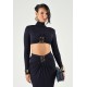 Top ELISABETTA FRANCHI,  jersey fabric with jewel logo detail, Bleumarin - BO05567E2H88