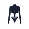 Top ELISABETTA FRANCHI,  jersey fabric with jewel logo detail, Bleumarin