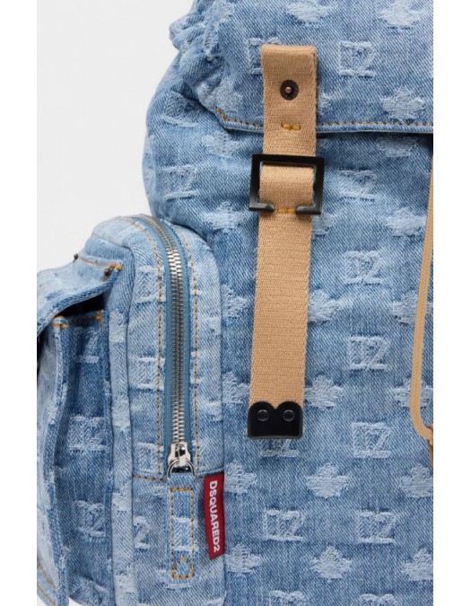 Rucsac DSQUARED2, D2 Monogram Backpack, Blue - BPM0131101088193098