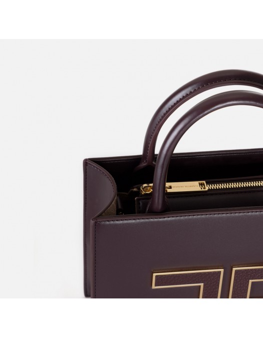 Geanta ELISABETTA FRANCHI, Small tote bag with logo, Merlot - BS33A56E3EA4