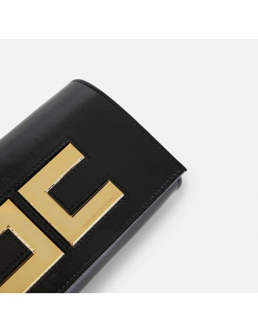 Clutch ELISABETTA FRANCHI, Borsa Clutch Piccola Pelle Logo-Nero - BS76N58E2110