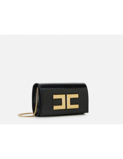 Clutch ELISABETTA FRANCHI, Borsa Clutch Piccola Pelle Logo-Nero - BS76N58E2110