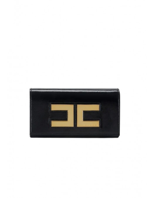 Clutch ELISABETTA FRANCHI, Borsa Clutch Piccola Pelle Logo-Nero - BS76N58E2110
