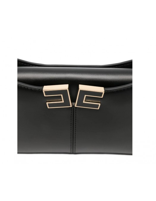 Geanta ELISABETTA FRANCHI, Shoulder Bag with Metal Strap and Gold Logo, Black - BS93A61E2110