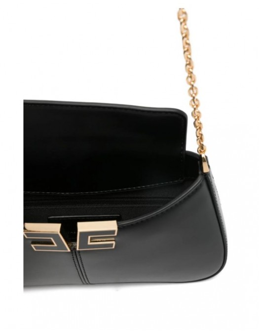 Geanta ELISABETTA FRANCHI, Shoulder Bag with Metal Strap and Gold Logo, Black - BS93A61E2110