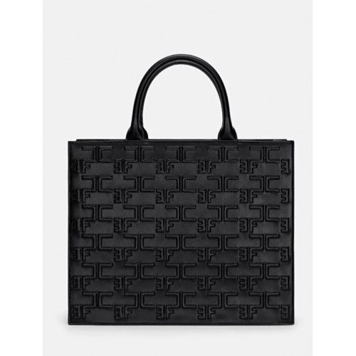 Geanta ELISABETTA FRANCHI, Bold Monogram medium shopper Black