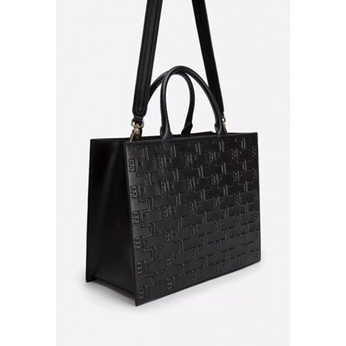 Geanta ELISABETTA FRANCHI, Bold Monogram medium shopper Black