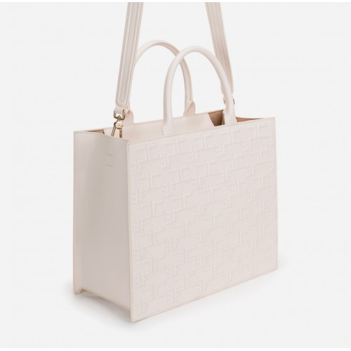 Geanta ELISABETTA FRANCHI, Bold Monogram medium shopper Cream