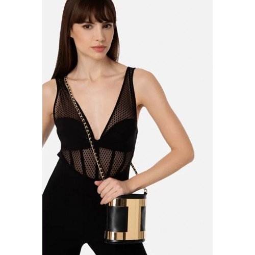 Geanta ELISABETTA FRANCHI, Bucket Bag, Negru