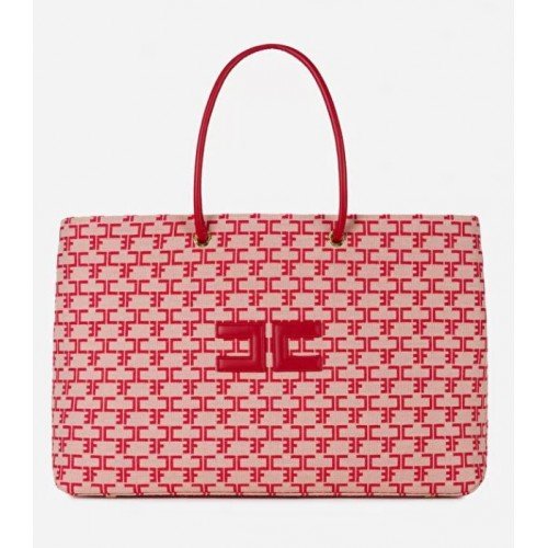 GEANTA ELISABETTA FRANCHI, Print rosu brand, Maner mic