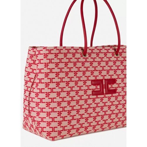 GEANTA ELISABETTA FRANCHI, Print rosu brand, Maner mic