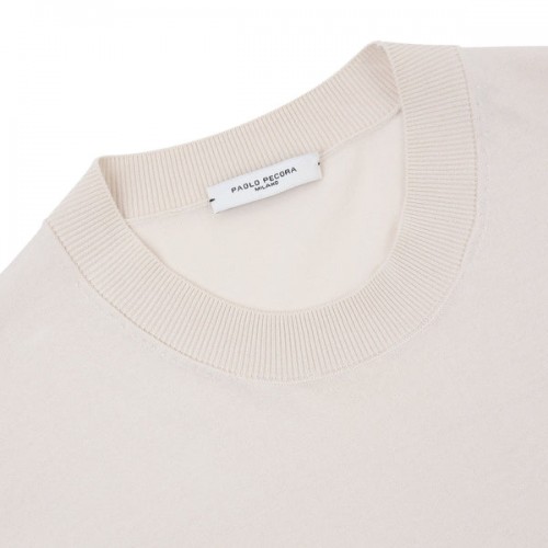 Tricou Paolo Pecora, Oversized  Crewneck, Extrafine, Beige Tricou Paolo Pecora, Oversized  Crewneck, Extrafine, Beige