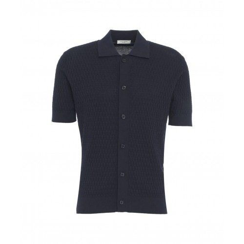 Tricou Paolo Pecora, Honeycomb Structure, Navy Blue Tricou Paolo Pecora, Honeycomb Structure, Navy Blue