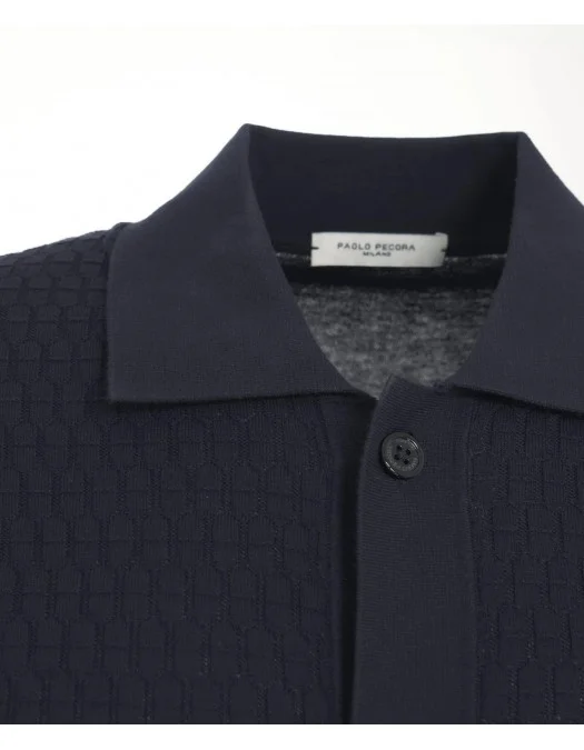 Tricou Paolo Pecora, Honeycomb Structure, Black - C1M0A022F1009000