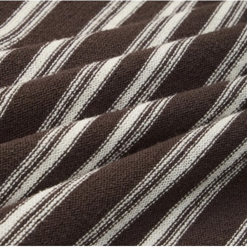 Tricou PAOLO PECORA, Dark Brown Striped Silk, Loose Fit 
